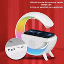 Πολυλειτουργικό Ηχείο Bluetooth 3 σε 1, Έξυπνη Λάμπα LED RGB, Ασύρματος Φορτιστής, Φώτα RGB