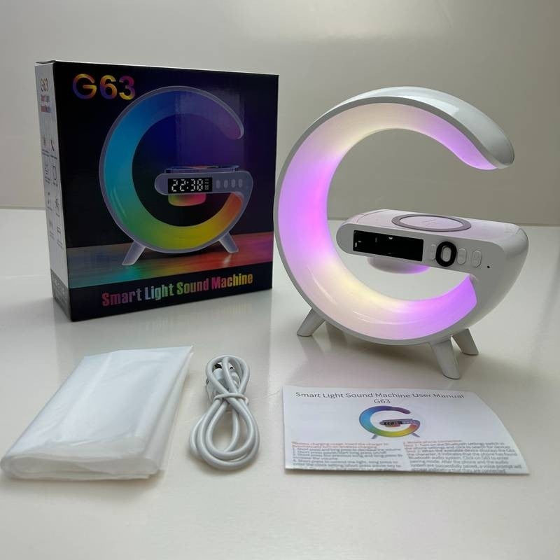 Ασύρματος σταθμός φόρτισης 3 σε 1 με λάμπα RGB και ηχείο bluetooth, έλεγχος εφαρμογής