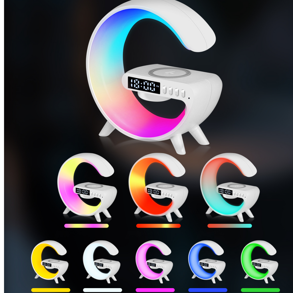 Ασύρματος σταθμός φόρτισης 3 σε 1 με λάμπα RGB και ηχείο bluetooth, έλεγχος εφαρμογής