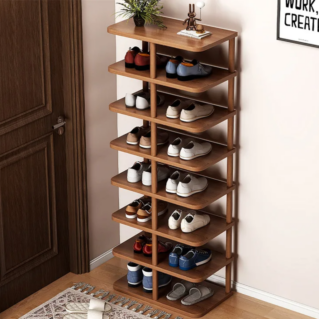 Παπουτσοθήκη με 8 Ράφια Καφέ 48x24x112cm - Οργανωτής Παπουτσιών Υπνοδωματίου και Χωλ