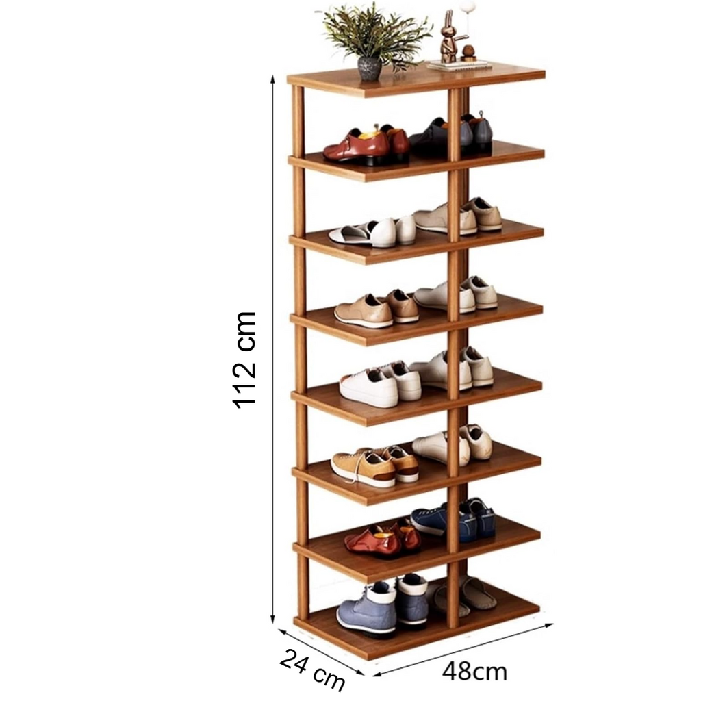 Παπουτσοθήκη με 8 Ράφια Καφέ 48x24x112cm - Οργανωτής Παπουτσιών Υπνοδωματίου και Χωλ