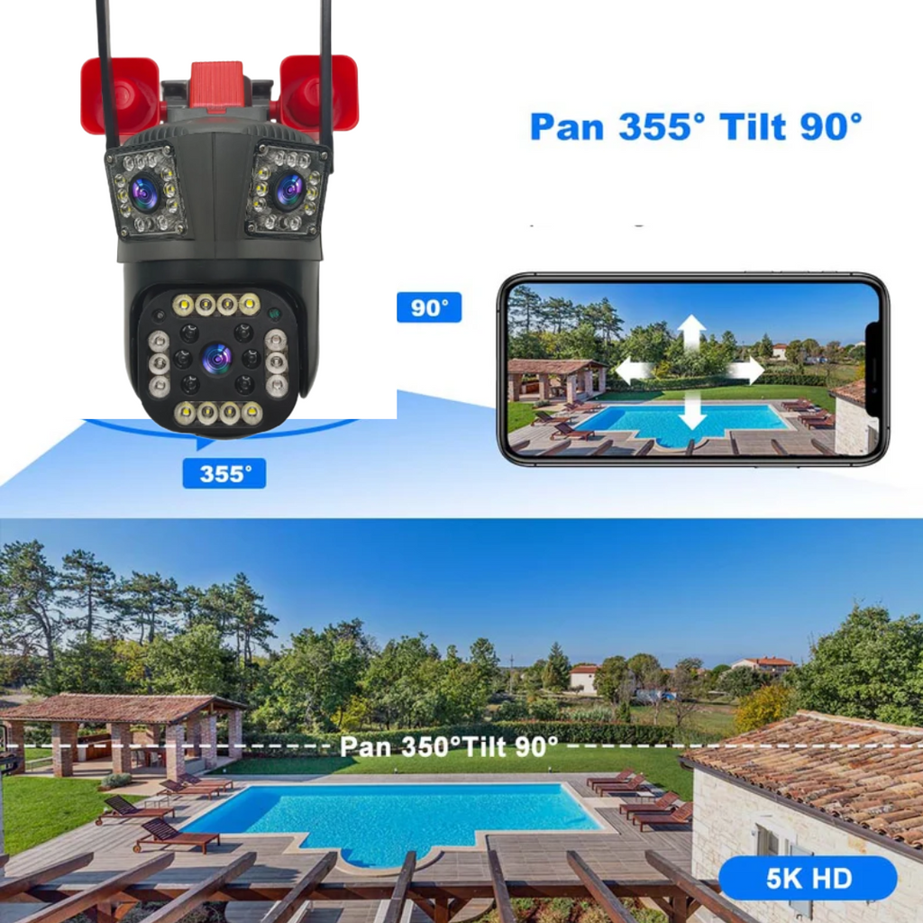 Κάμερα Παρακολούθησης WiFi 12MP Ultra HD - Εξωτερική/Εσωτερική με PTZ, Zoom 5X, Νυχτερινή Όραση και Ενσωματωμένη Σειρήνα