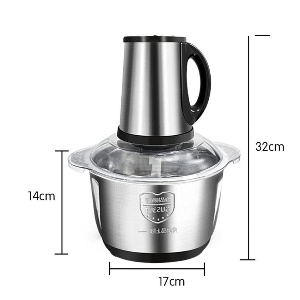 Επαγγελματικό Πακέτο: Ηλεκτρικός Κόφτης 5L Inox για Κρέας και Λαχανικά + Φορητό Μπλέντερ Mini USB, 6 Λεπίδες, 2 Δοχεία 400 ml