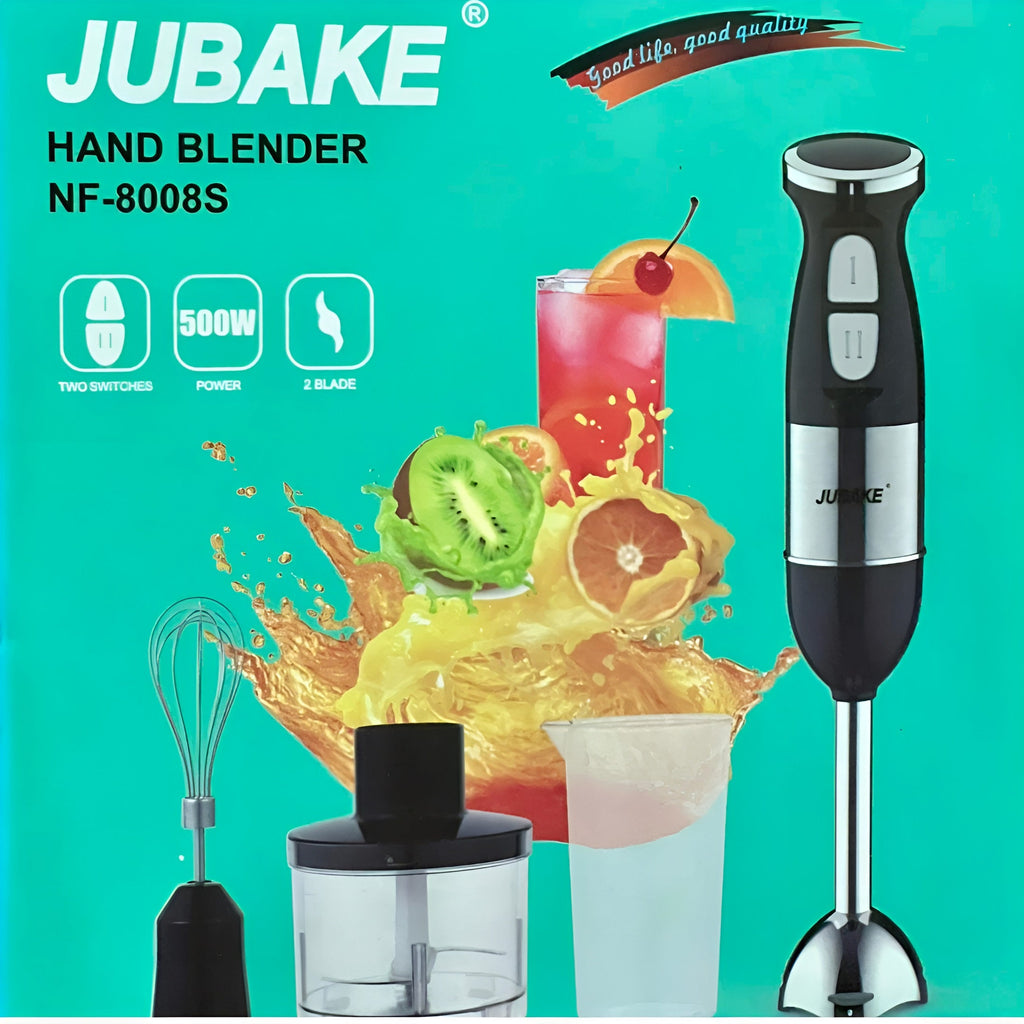 Πολυλειτουργικό Ραβδομπλέντερ Jubake 500W - 2 Ταχύτητες, Λεπίδες Inox, Περιλαμβάνεται Κόφτης