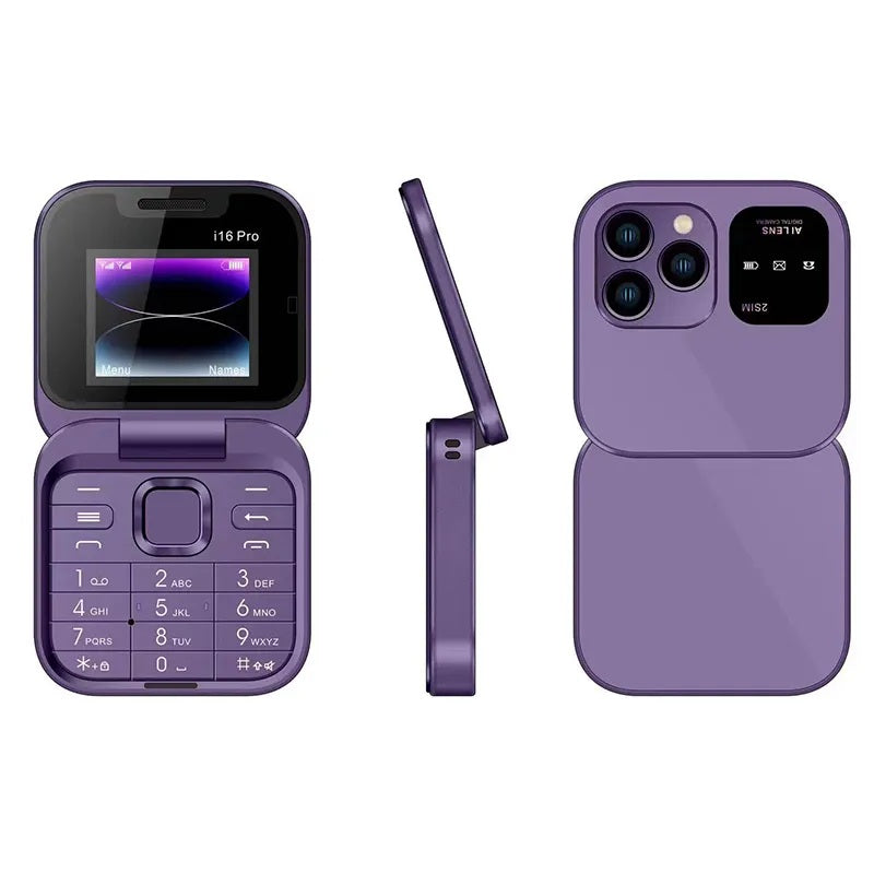 Αναδιπλούμενο Τηλέφωνο i16Pro Mini - Dual SIM, Οθόνη HD, Bluetooth, Ραδιόφωνο FM - Συμπαγής και Ανθεκτικός Σχεδιασμός