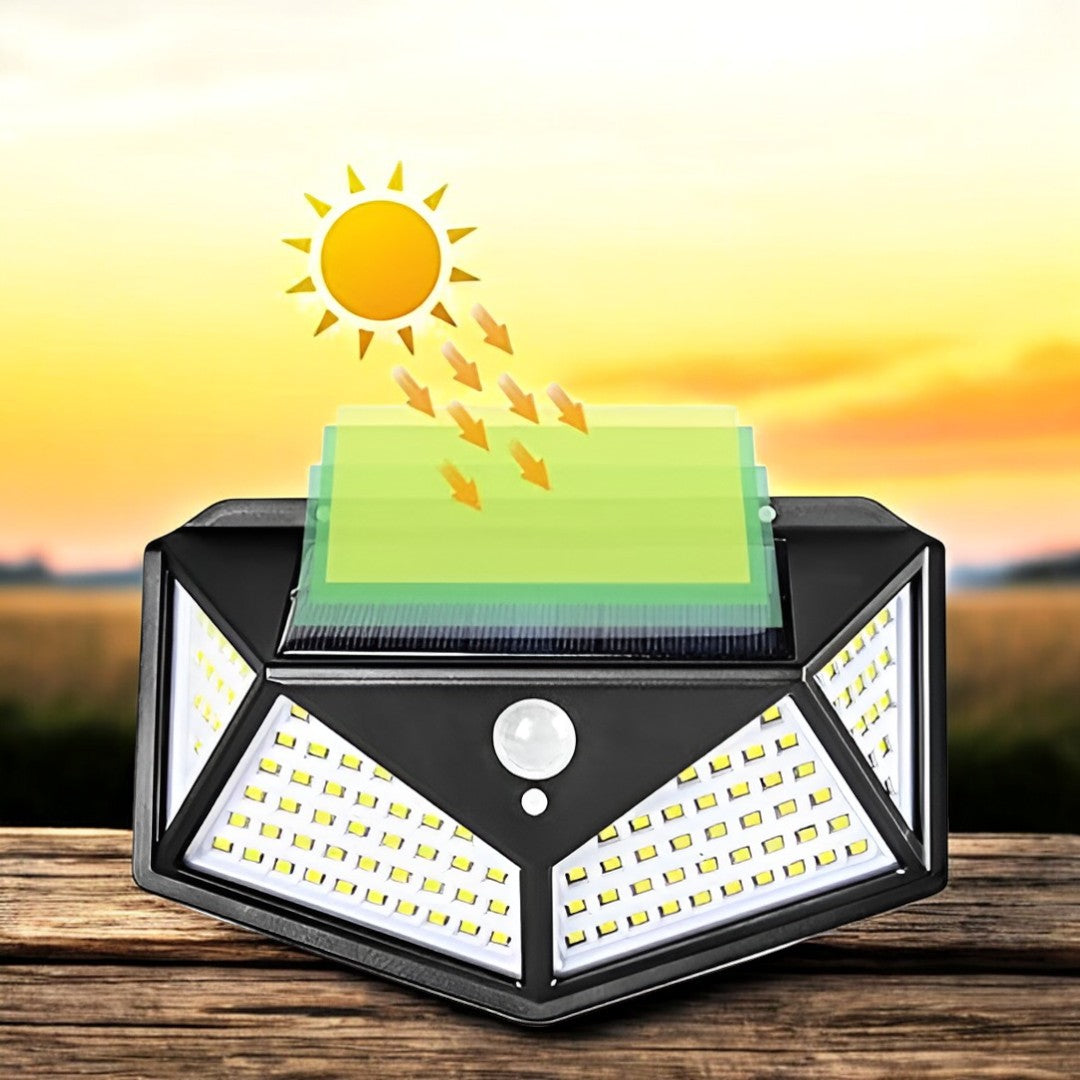 Ηλιακή Λάμπα με 100 LED και Αισθητήρα Κίνησης - 600 Lumens