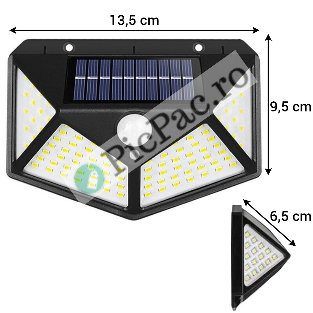 Ηλιακή Λάμπα με 100 LED και Αισθητήρα Κίνησης - 600 Lumens