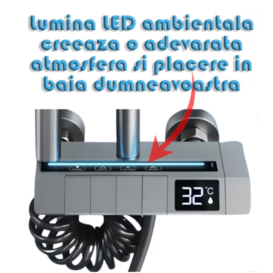 Έξυπνο Σετ Ντους | Οθόνη LED + Θερμοστατικός Έλεγχος | 4 Λειτουργίες Ψεκασμού | Τεχνολογία Αέρα