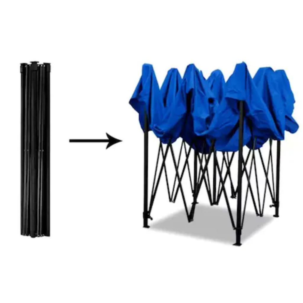 Πτυσσόμενο Περίπτερο 3x3μ με Μεταλλικό Σκελετό - Ανθεκτική Μπλε Σκηνή Κήπου