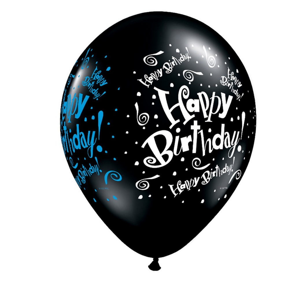 Μαύρο Μπαλόνι Happy Birthday από Premium Λάτεξ - Κομψές Διακοσμήσεις Επετείων