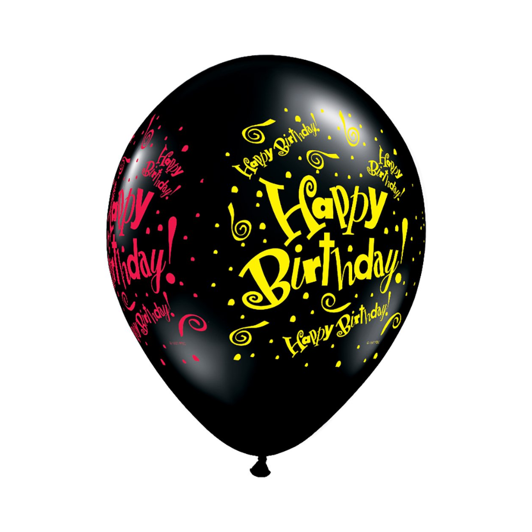 Μαύρο Μπαλόνι Happy Birthday από Premium Λάτεξ - Κομψές Διακοσμήσεις Επετείων