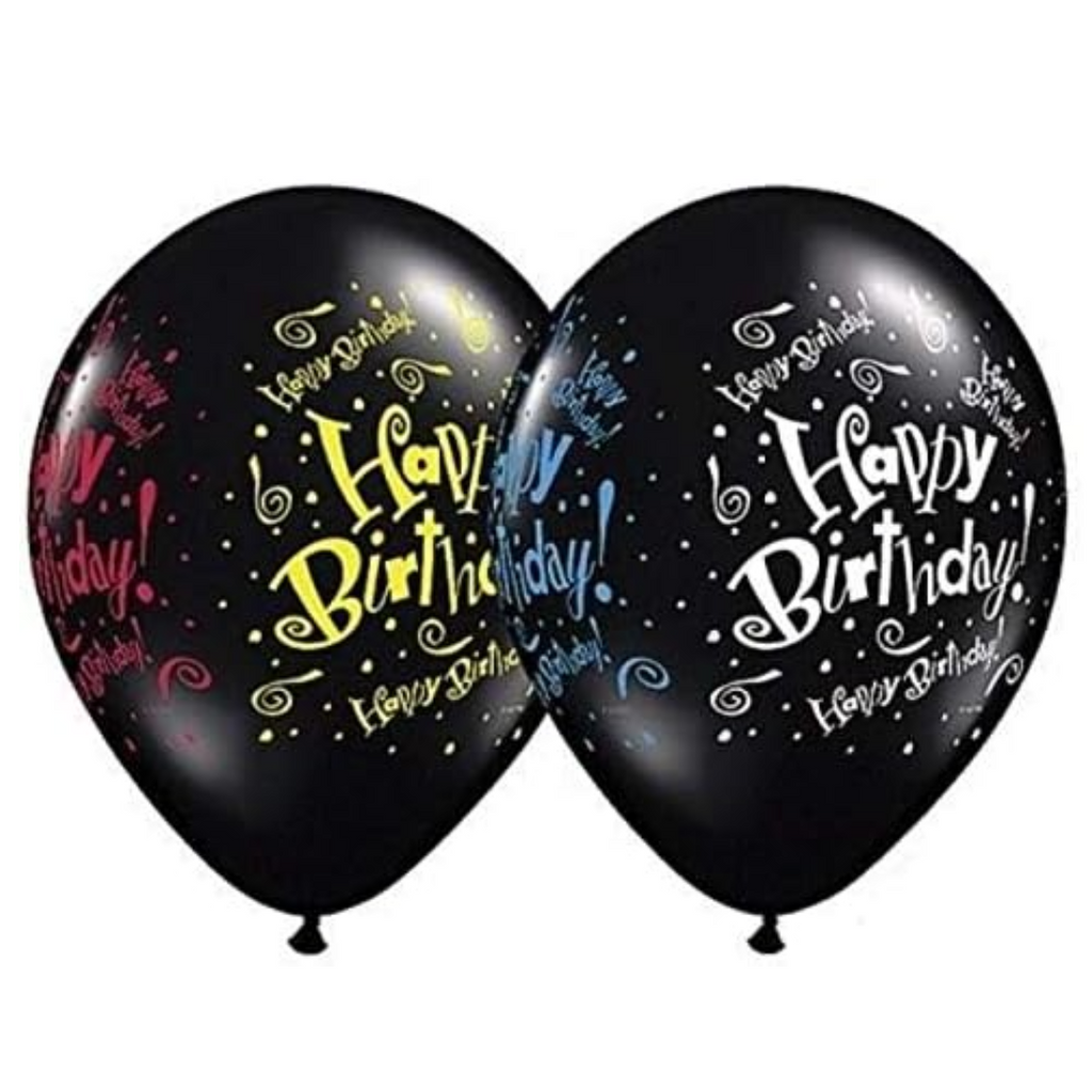 Μαύρο Μπαλόνι Happy Birthday από Premium Λάτεξ - Κομψές Διακοσμήσεις Επετείων
