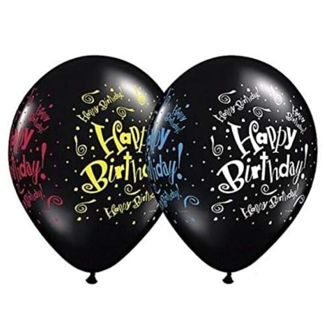 Μαύρο Μπαλόνι Happy Birthday από Premium Λάτεξ - Κομψές Διακοσμήσεις Επετείων