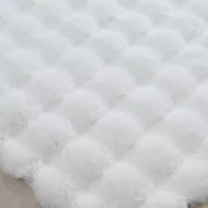 Χνουδωτό Χαλί από Τεχνητή Γούνα 3D Bubble Σχέδιο 180x230cm - Σκανδιναβικό Λευκό για Σαλόνι και Υπνοδωμάτιο