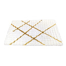 Χαλί Premium Τεχνητή Γούνα 3D Bubble 120x180cm - Λευκός Σχεδιασμός με Χρυσές Ρίγες