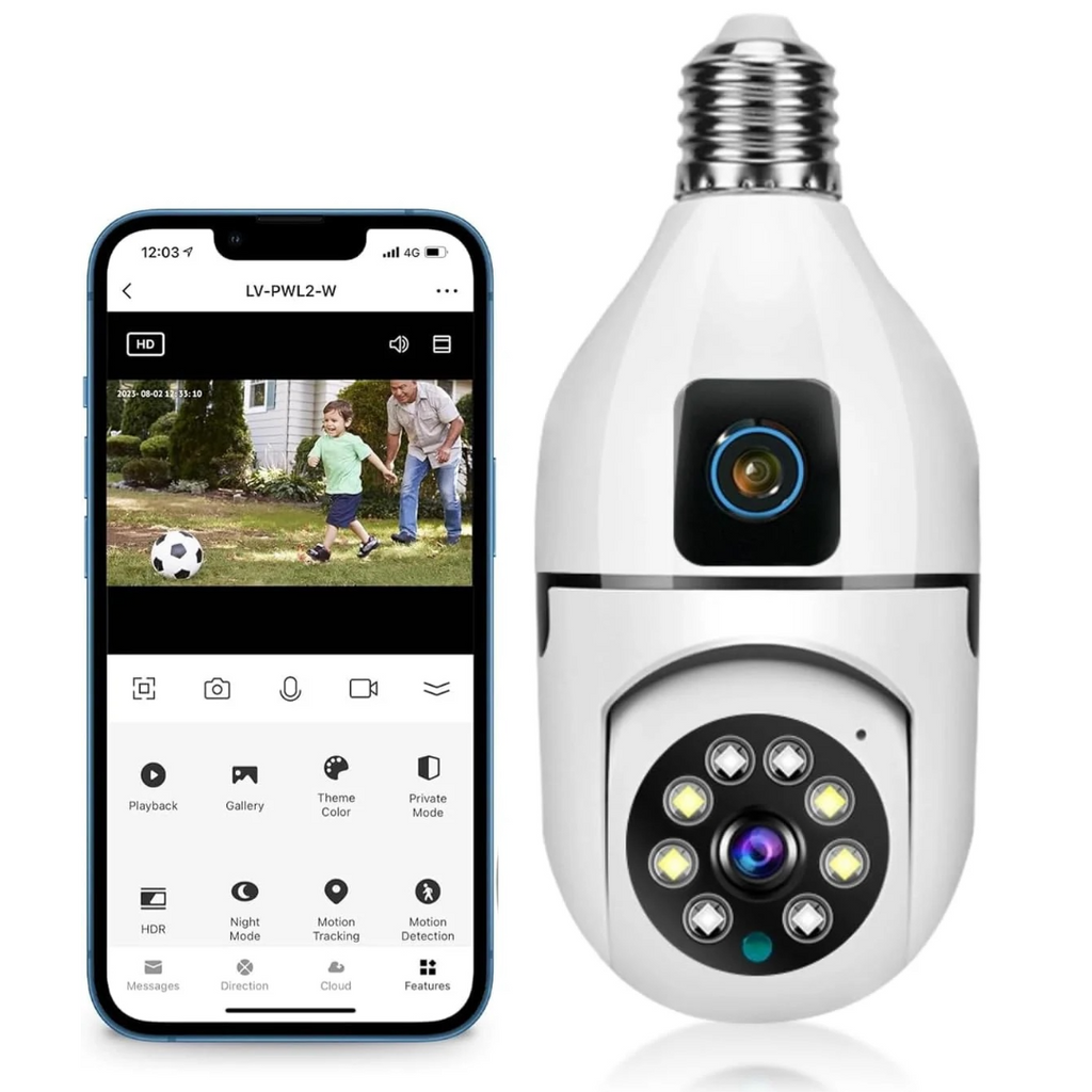 Κάμερα Παρακολούθησης WiFi E27 360° Ultra HD 2MP + Κάρτα 32GB - Αμφίδρομος Ήχος και Νυχτερινή Όραση