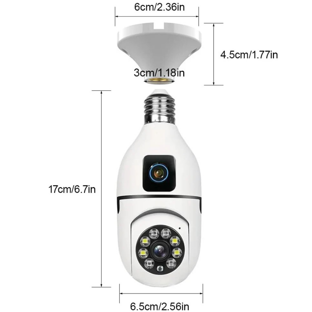 Κάμερα Παρακολούθησης WiFi E27 360° Ultra HD 2MP + Κάρτα 32GB - Αμφίδρομος Ήχος και Νυχτερινή Όραση