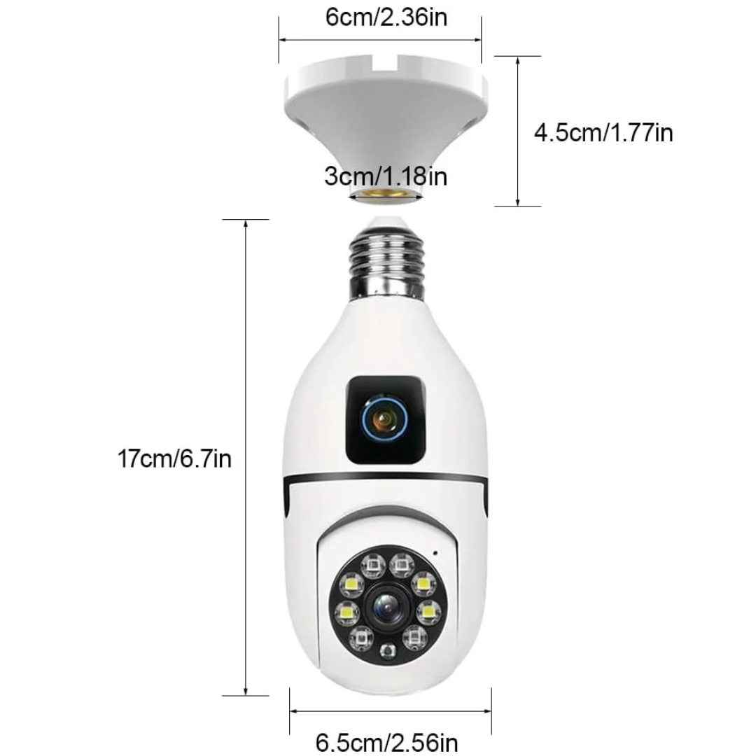 Κάμερα Παρακολούθησης WiFi E27 360° Ultra HD 2MP + Κάρτα 32GB - Αμφίδρομος Ήχος και Νυχτερινή Όραση
