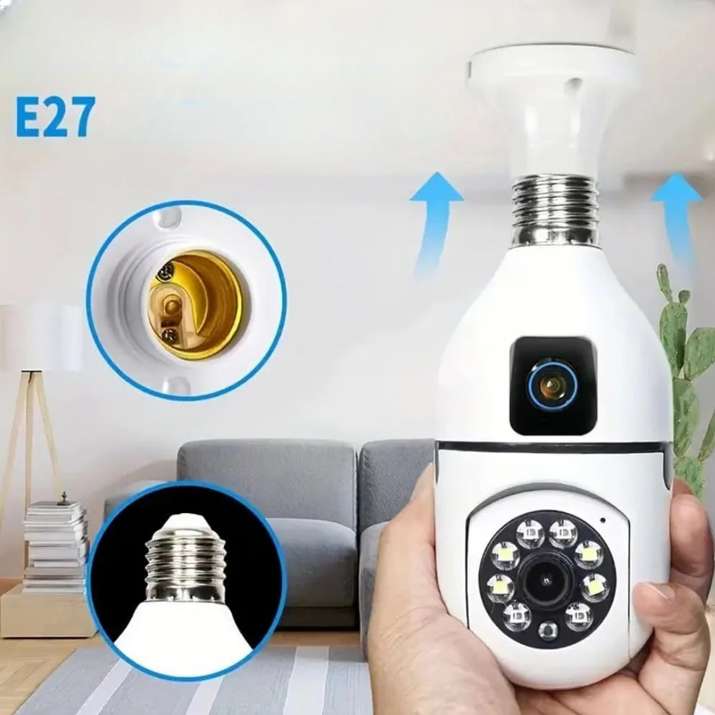 Κάμερα Παρακολούθησης WiFi E27 360° Ultra HD 2MP + Κάρτα 32GB - Αμφίδρομος Ήχος και Νυχτερινή Όραση