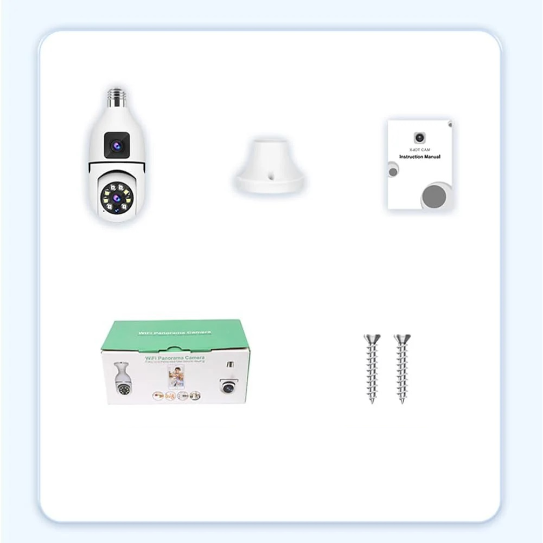 Κάμερα Παρακολούθησης WiFi E27 360° Ultra HD 2MP + Κάρτα 32GB - Αμφίδρομος Ήχος και Νυχτερινή Όραση