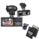 Κάμερα Αυτοκινήτου DVR Full HD 1080P με 3 Φακούς + Κάρτα 32GB - Γωνία 170°, Νυχτερινή Όραση, G-Sensor