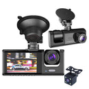 Κάμερα Αυτοκινήτου DVR Full HD 1080P με 3 Φακούς + Κάρτα 32GB - Γωνία 170°, Νυχτερινή Όραση, G-Sensor
