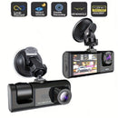 Κάμερα Αυτοκινήτου DVR Full HD 1080P με 3 Φακούς + Κάρτα 32GB - Γωνία 170°, Νυχτερινή Όραση, G-Sensor