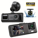 Κάμερα Αυτοκινήτου DVR Full HD 1080P με 3 Φακούς + Κάρτα 32GB - Γωνία 170°, Νυχτερινή Όραση, G-Sensor