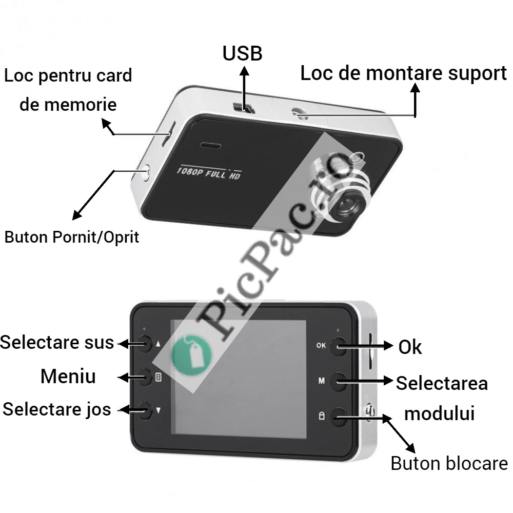 Πακέτο Κάμερας Αυτοκινήτου DVR HD 720p με Νυχτερινή Λήψη + Κάρτα 32GB - Περιλαμβάνεται Βάση Βεντούζας