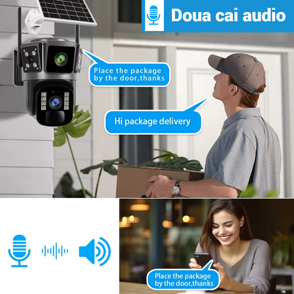 Κάμερα Παρακολούθησης 4G με Ηλιακό Πάνελ - Διπλός Φακός 360°, Full HD, Έγχρωμη Νυχτερινή Όραση, Αμφίδρομος Ήχος