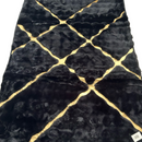 Premium Χαλί από Συνθετική Γούνα 3D Bubble 120x180cm - Μαύρο Σχέδιο με Χρυσές Ρίγες, Μαλακό και Αφράτο