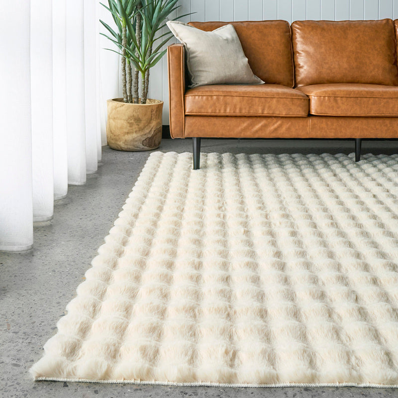 Χαλί Τεχνητής Γούνας 3D Bubble 180x230cm - Nordic Premium Σχεδιασμός για Σαλόνι και Υπνοδωμάτιο - Κρεμ