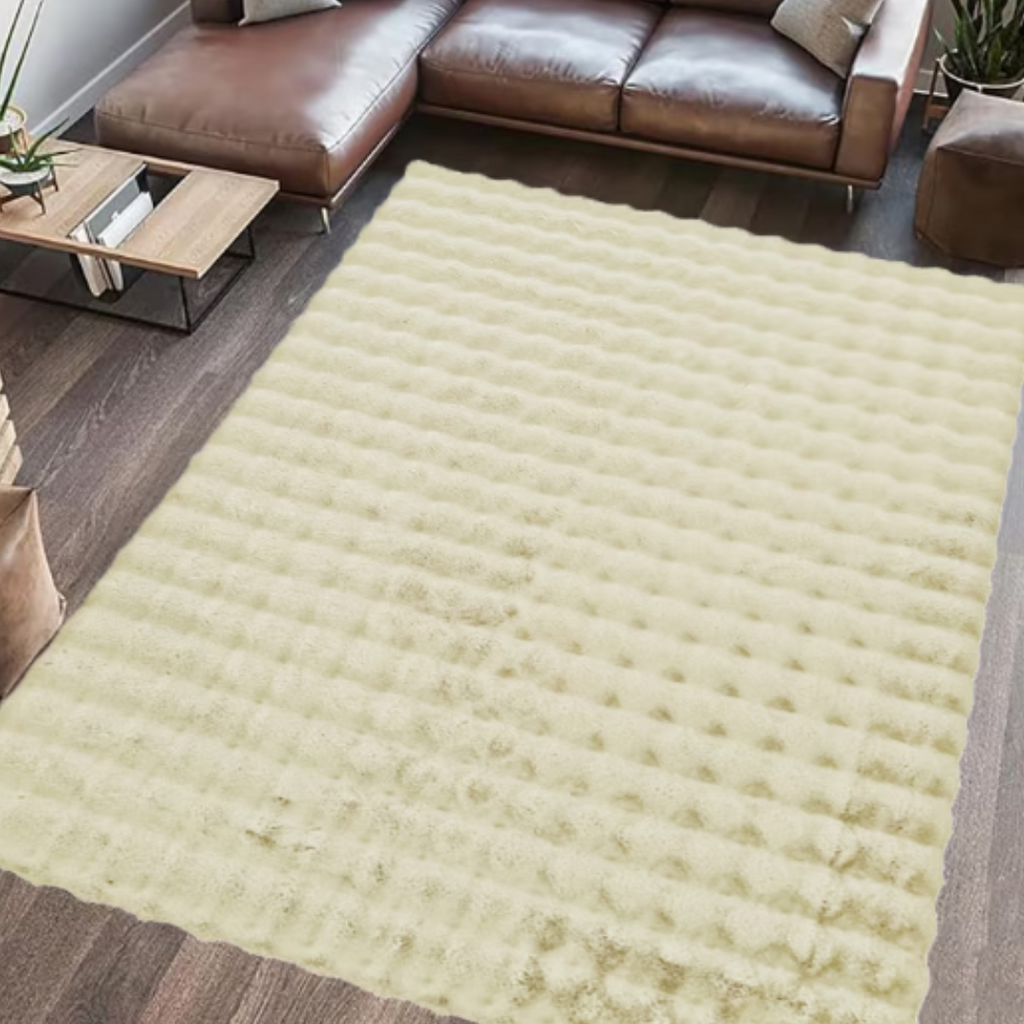 Χαλί Τεχνητής Γούνας 3D Bubble 180x230cm - Nordic Premium Σχεδιασμός για Σαλόνι και Υπνοδωμάτιο - Κρεμ