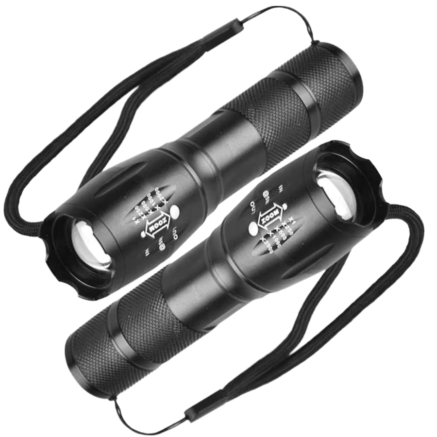 Πακέτο 1+1 Τακτικός Φακός LED με Zoom και Αντοχή στο Νερό - 3 Επαγγελματικοί Τρόποι Φωτισμού