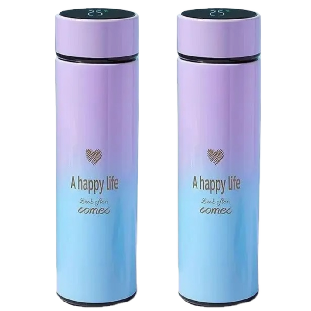 ΣΕΤ 2X Ψηφιακό Θερμός 500ml από Ανοξείδωτο Ατσάλι με Οθόνη LED Θερμοκρασίας - Θερμομόνωση 12-14 Ώρες