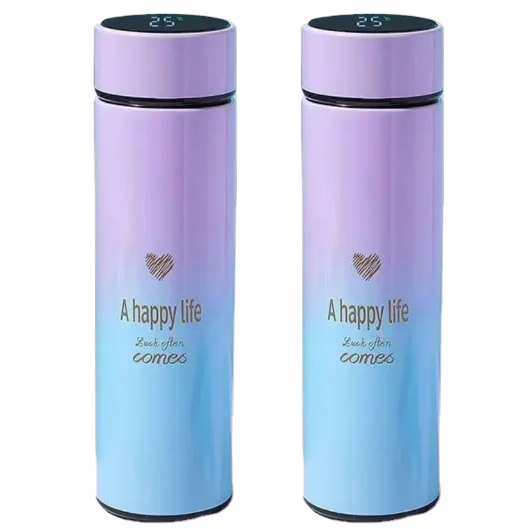 ΣΕΤ 2X Ψηφιακό Θερμός 500ml από Ανοξείδωτο Ατσάλι με Οθόνη LED Θερμοκρασίας - Θερμομόνωση 12-14 Ώρες