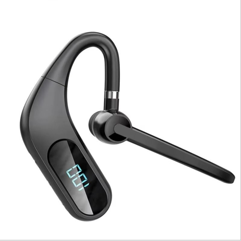 Ασύρματα ακουστικά Bluetooth KJ12, Handsfree με μικρόφωνο, περιστροφή 180°, οθόνη LED, μεγάλη αυτονομία, γρήγορη σύνδεση, εμβέλεια 10m, μαύρο