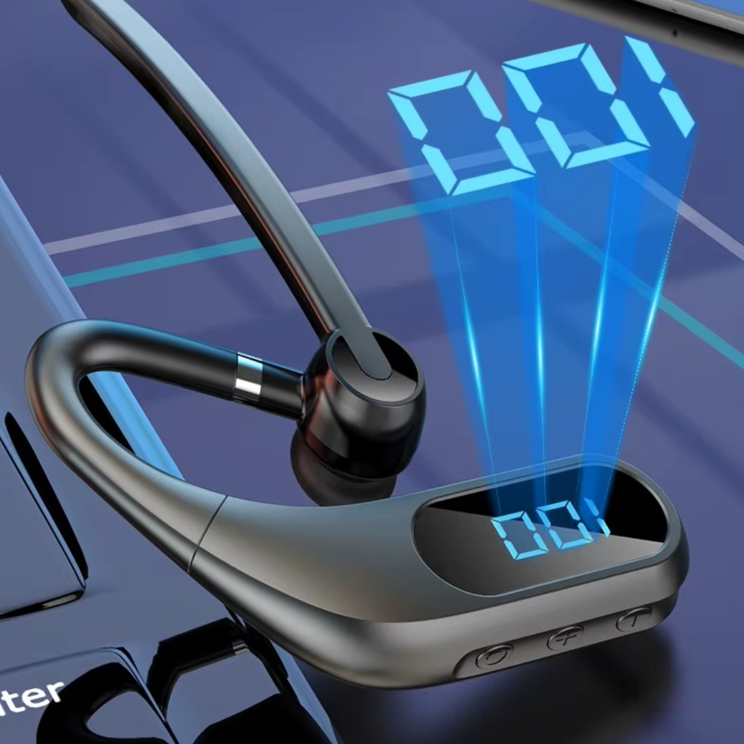 Ασύρματα ακουστικά Bluetooth KJ12, Handsfree με μικρόφωνο, περιστροφή 180°, οθόνη LED, μεγάλη αυτονομία, γρήγορη σύνδεση, εμβέλεια 10m, μαύρο
