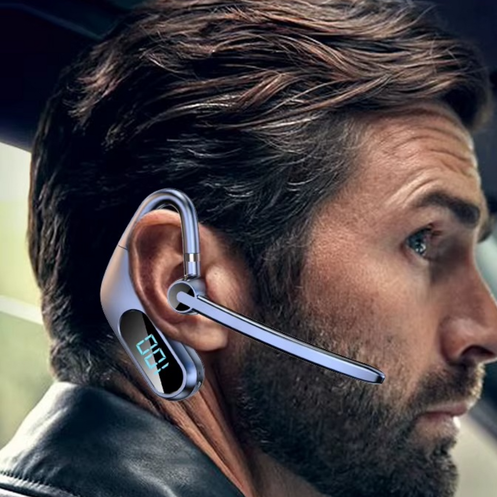 Ασύρματα ακουστικά Bluetooth KJ12, Handsfree με μικρόφωνο, περιστροφή 180°, οθόνη LED, μεγάλη αυτονομία, γρήγορη σύνδεση, εμβέλεια 10m, μαύρο