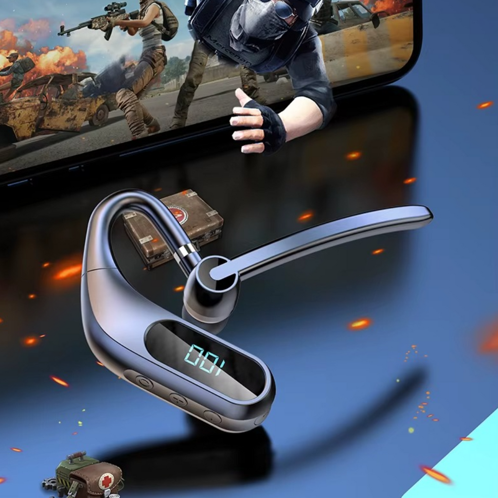 Ασύρματα ακουστικά Bluetooth KJ12, Handsfree με μικρόφωνο, περιστροφή 180°, οθόνη LED, μεγάλη αυτονομία, γρήγορη σύνδεση, εμβέλεια 10m, μαύρο