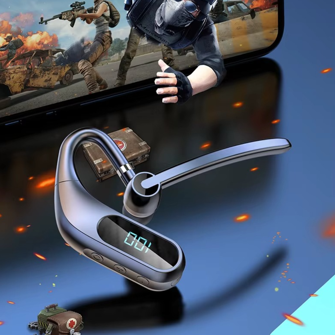 Ασύρματα ακουστικά Bluetooth KJ12, Handsfree με μικρόφωνο, περιστροφή 180°, οθόνη LED, μεγάλη αυτονομία, γρήγορη σύνδεση, εμβέλεια 10m, μαύρο