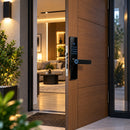 Έξυπνη Κλειδαριά Yala Smart Lock για Πόρτα, Δακτυλικό Αποτύπωμα, Κωδικός και Κάρτα M1/IC, Πληκτρολόγιο Αφής, Μαύρο