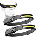 Πακέτο 1+1 Φακός Κεφαλής LED COB 350 Lumens με Επαναφορτιζόμενη Μπαταρία, Αισθητήρα Κίνησης και Πλευρικό Φως – Σετ 2 Τεμαχίων