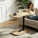 Βοηθητικό Τραπεζάκι C-Shape με 2 Επίπεδα, Βάση Laptop, Επιφάνεια με Υφή Ξύλου και Μαύρο Μεταλλικό Σκελετό, 58 x 38 x 28 cm