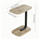 Βοηθητικό Τραπεζάκι C-Shape με 2 Επίπεδα, Βάση Laptop, Επιφάνεια με Υφή Ξύλου και Μαύρο Μεταλλικό Σκελετό, 58 x 38 x 28 cm