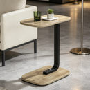 Βοηθητικό Τραπεζάκι C-Shape με 2 Επίπεδα, Βάση Laptop, Επιφάνεια με Υφή Ξύλου και Μαύρο Μεταλλικό Σκελετό, 58 x 38 x 28 cm