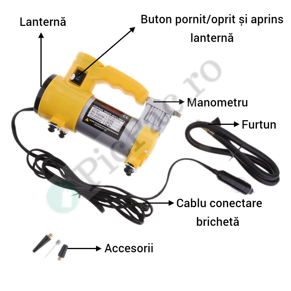Επαγγελματικός Συμπιεστής Αυτοκινήτου 12V, 35L/min - Ιδανικός για SUV, Μικρολεωφορεία, Φορτηγάκια
