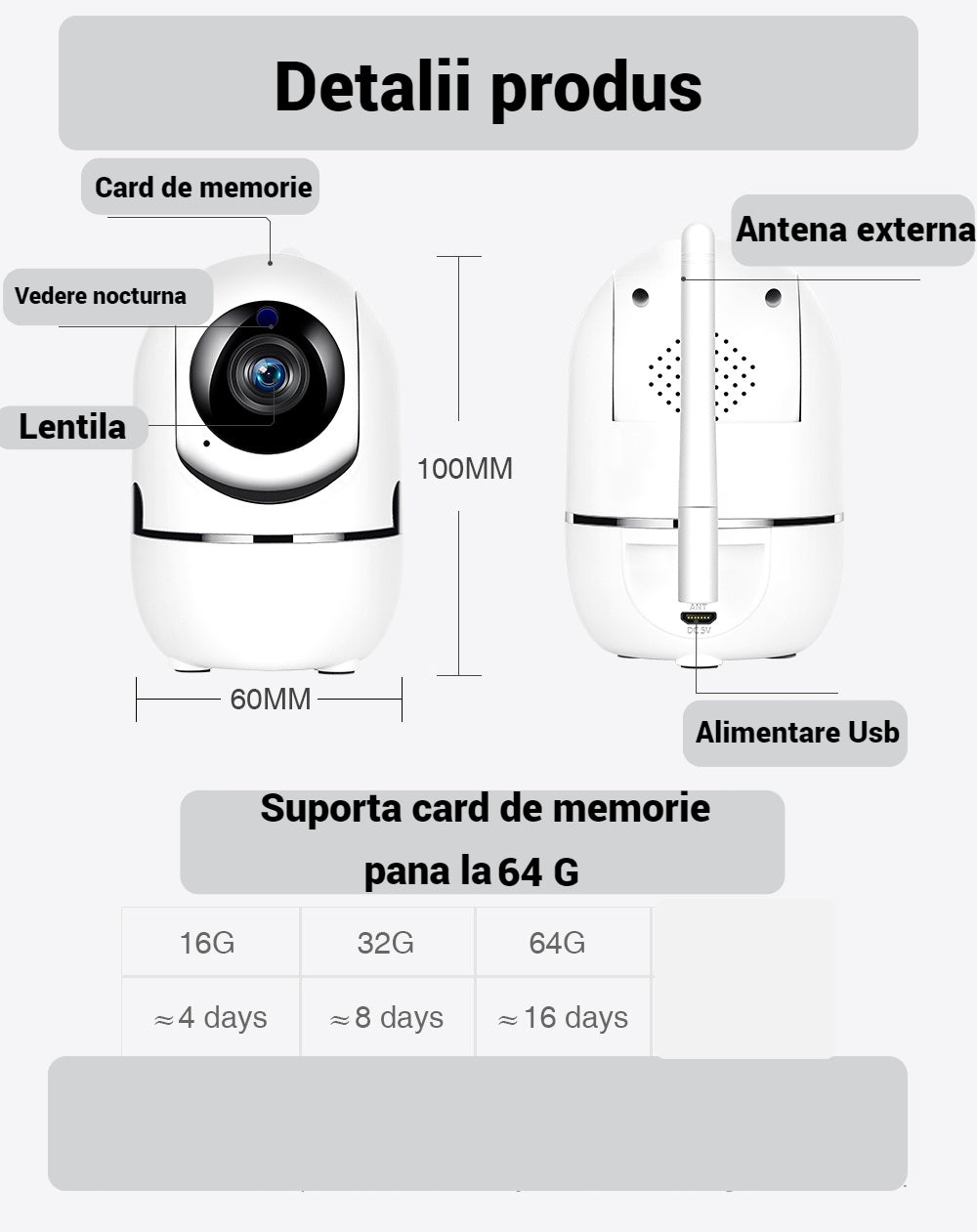 Έξυπνη Κάμερα Παρακολούθησης WiFi HD 720p - Ασύρματη με Νυχτερινή Όραση