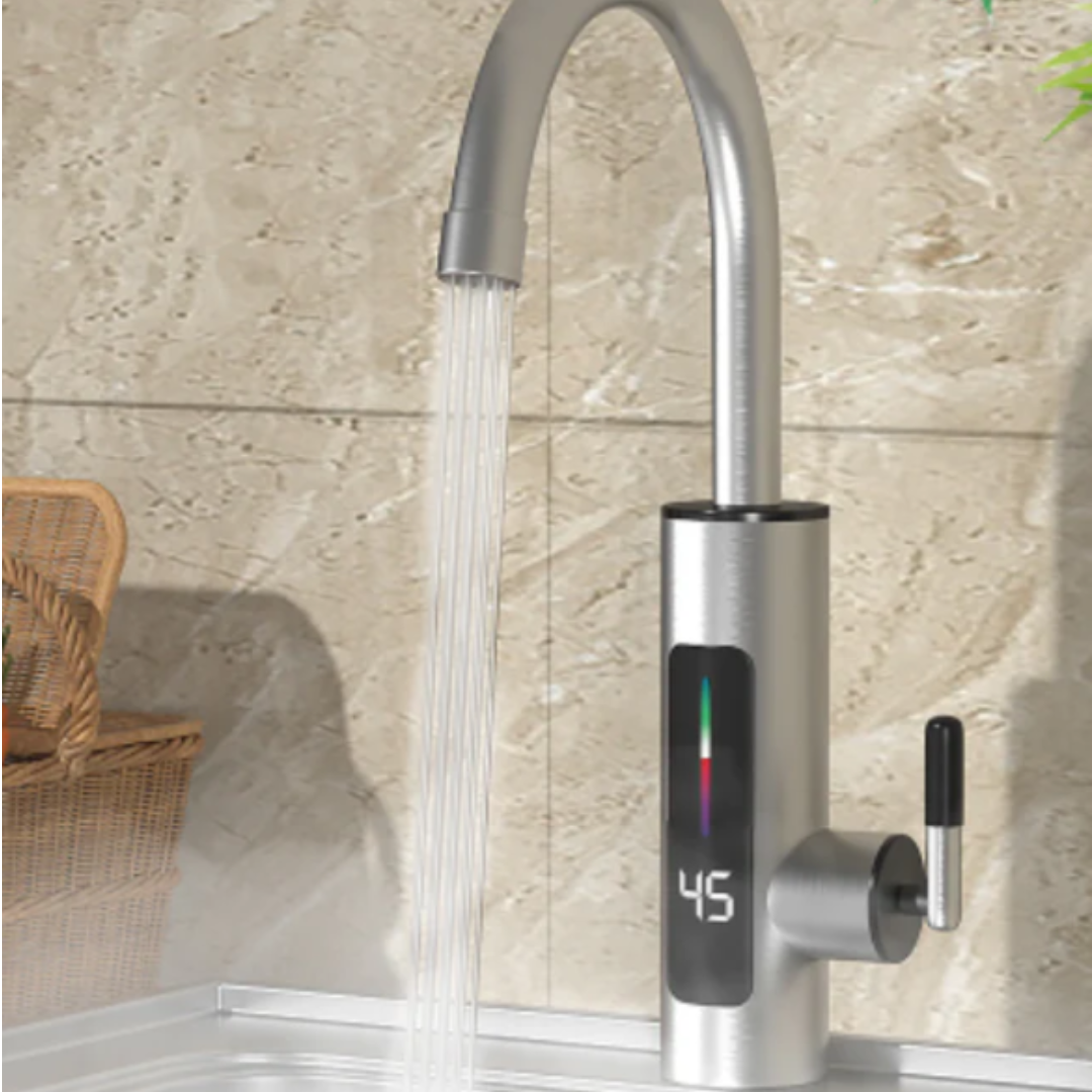 Ηλεκτρική Βρύση Άμεσης Θέρμανσης Inox 3000W - Ζεστό Νερό σε Δευτερόλεπτα, Οθόνη LED, Περιστροφή 360°