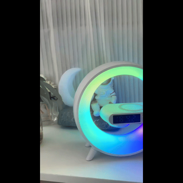 Ασύρματος σταθμός φόρτισης 3 σε 1 με λάμπα RGB και ηχείο bluetooth, έλεγχος εφαρμογής